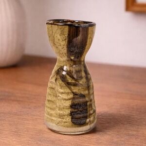 Handcrafted Stoneware Sake Pitcher Bamboo Motif Ceramic